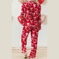 Juna Red Sweet Bow Print Shirt Style Top Long 2pcs Pajama Set