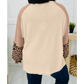 Eunice Light French Beige Leopard Star Color Block Patchwork Textured Baggy Sweatshirt