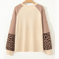 Eunice Light French Beige Leopard Star Color Block Patchwork Textured Baggy Sweatshirt