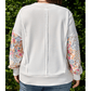 Clarisse White Plus Size Exposed Seam Detail Contrast Dot Floral Patchwork Sleeve Sweatshirt