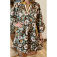 RTS Floral Print Contrast Trim V Neck Pocketed Long Sleeve Mini Dress