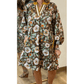 RTS Floral Print Contrast Trim V Neck Pocketed Long Sleeve Mini Dress