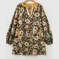 RTS Floral Print Contrast Trim V Neck Pocketed Long Sleeve Mini Dress