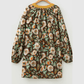RTS Floral Print Contrast Trim V Neck Pocketed Long Sleeve Mini Dress
