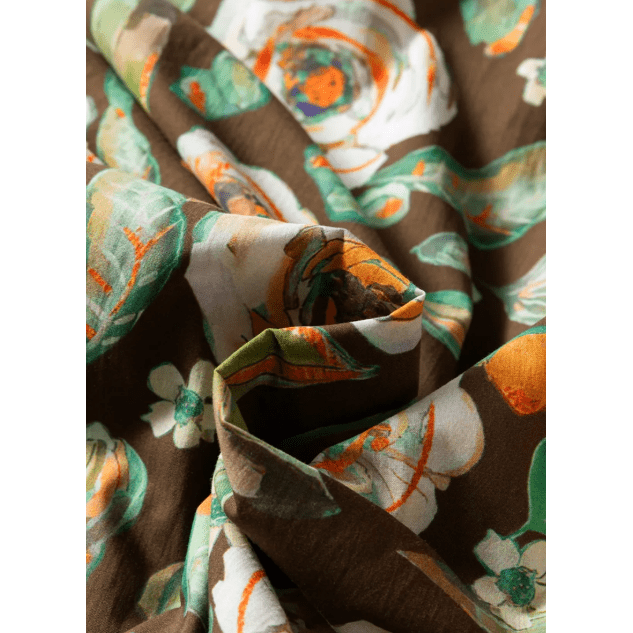 RTS Floral Print Contrast Trim V Neck Pocketed Long Sleeve Mini Dress