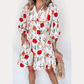 Beulah Floral Print 3/4 Puff Sleeve Ricrac Trim Mini Dress