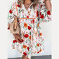 Beulah Floral Print 3/4 Puff Sleeve Ricrac Trim Mini Dress