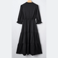 Daira Black Flounced Bracelet Sleeve V Neck Tiered Maxi Dress