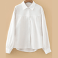 Orlee White Crinkled Texture Lantern Sleeve Button Down Loose Shirt