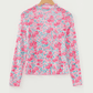 Marnie Pink Slim Fit Floral Mesh Long Sleeve Mock Neck Top