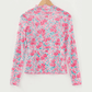 Marnie Pink Slim Fit Floral Mesh Long Sleeve Mock Neck Top
