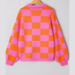 Katana Checkered Knit Polo Collar Baggy Sweater