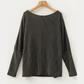 Sophila Carbon Grey Twisted Ribbed Dolman Long Sleeve Top