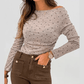 Tali Polka Dot Boat Neck Knit Long Sleeve T Shirt