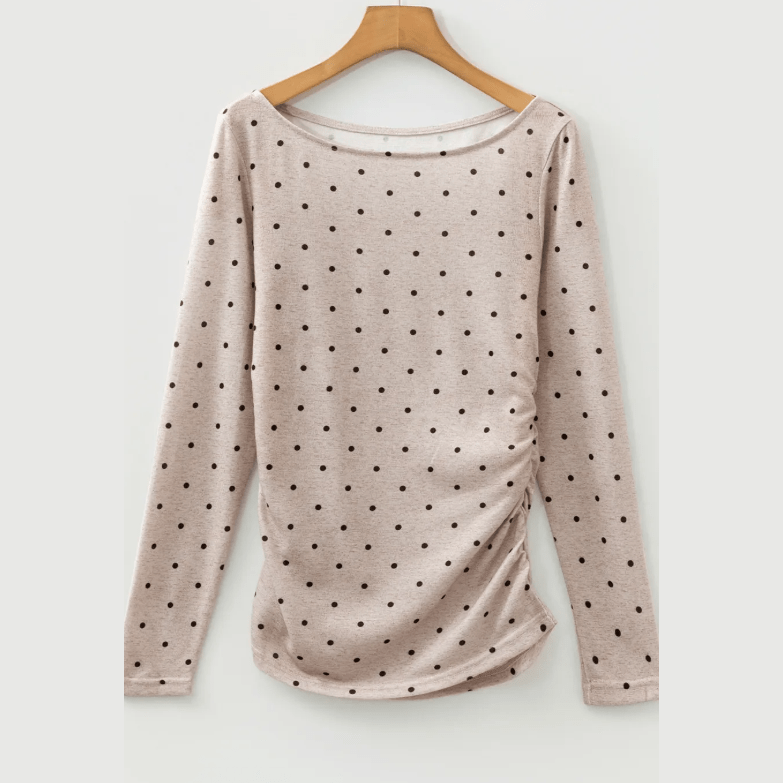 Tali Polka Dot Boat Neck Knit Long Sleeve T Shirt