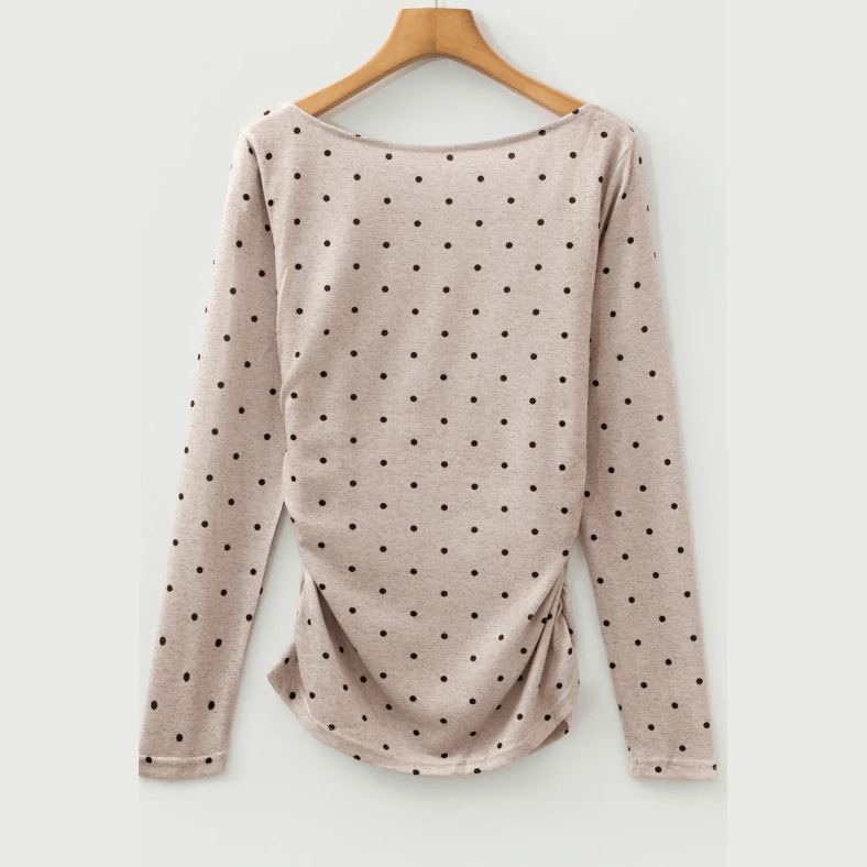 Tali Polka Dot Boat Neck Knit Long Sleeve T Shirt