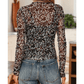 Bretta Black Ditsy Floral Mesh Thumbhole Sleeve Slim Fit Top