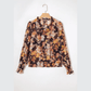 Dafne Black Floral V Neck Long Puff Sleeve Breezy Blouse