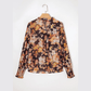 Dafne Black Floral V Neck Long Puff Sleeve Breezy Blouse
