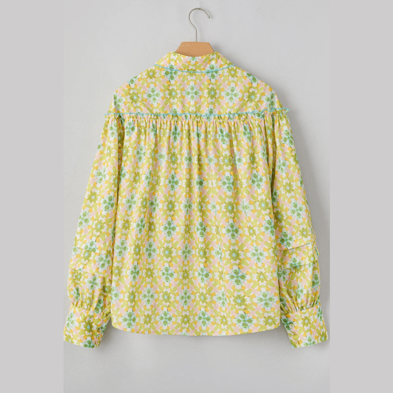 Chantrell Boho Floral Print Frilly Detail Puff Sleeve Shirt