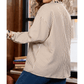 Shecora Brown Stripe Leopard Patched Collared Chest Pocket Cuffed Long Sleeve Plus Size Shirt