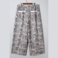 Josephina Khaki Plus Size Leopard Print Raw Edge Patch Pocket Drawstring Loose Pants