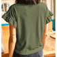 Laurina Jungle Green Ribbed Ruffled Short Sleeve T Shirt