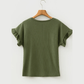 Laurina Jungle Green Ribbed Ruffled Short Sleeve T Shirt