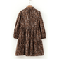 Shandra Brown Paisley Print Half Buttons Puff Sleeve Flowy Short Dress