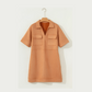 SALE!!!  Ramona Collared V Neck Faux Suede Short Sleeve Shift Mini Dress