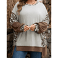 Jeneen Plus Size Leopard Color Block Patchwork Dolman Sweatshirt