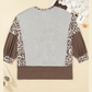 Jeneen Plus Size Leopard Color Block Patchwork Dolman Sweatshirt
