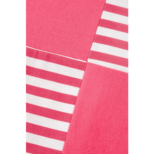 Laurel Pink Stripe Color Block Patchwork Drop Shoulder Long Sleeve Tunic Top