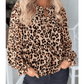 RTS Khaki Leopard Print Tie Front Long Puff Sleeve Blouse