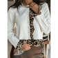 RTS Knitted Leopard Ruffle Patchwork Button Down Cropped Cardigan