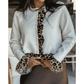 RTS Knitted Leopard Ruffle Patchwork Button Down Cropped Cardigan