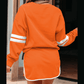 Lissa Orange Varsity Stripe Detail Drop Shoulder Pullover Mini Skort Set