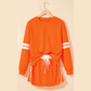 Lissa Orange Varsity Stripe Detail Drop Shoulder Pullover Mini Skort Set