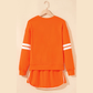Lissa Orange Varsity Stripe Detail Drop Shoulder Pullover Mini Skort Set