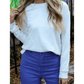 Everleigh White Dropped Shoulder Long Sleeve Top