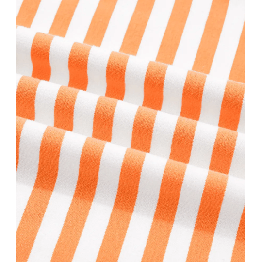 Lillie Orange Stripe 3/4 Sleeve Exposed Seam Patchwork Pullover Top