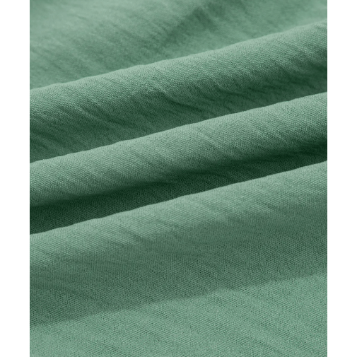 Beth Green Color Block Patchwork V Neck Embroidered Puff Sleeve Babydoll Blouse