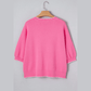Felicia Sachet Pink Big Ribbon Bow Print Contrast Stitch Trim Drop Shoulder Sweater