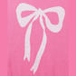 Felicia Sachet Pink Big Ribbon Bow Print Contrast Stitch Trim Drop Shoulder Sweater