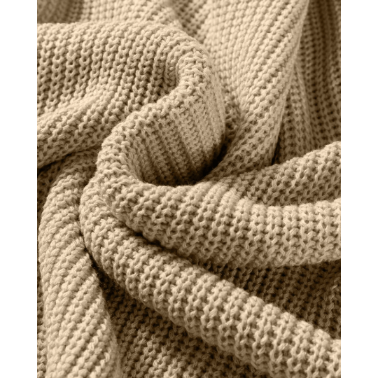 Hali Light French Beige Round Neck Knit Contrast Short Sleeve Patchwork Sweater Top