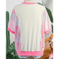 Wandia Color Block Floral Patchwork Big Flower Accent Relaxed Top
