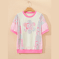 Wandia Color Block Floral Patchwork Big Flower Accent Relaxed Top