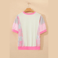 Wandia Color Block Floral Patchwork Big Flower Accent Relaxed Top