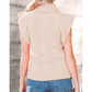 Myrtis Khaki Cable Knit Turtleneck Ruffled Short Sleeve Sweater