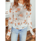 Chanel Round Neck Floral Print Mesh Long Sleeve Top